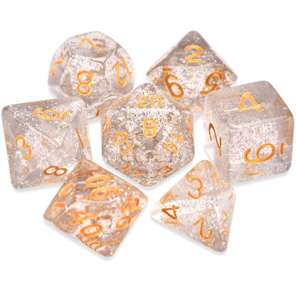 7 Pcs Set Clear Pink Dice Numbers D4 D6 D8 D10 D Percentage D12 D20 Polyhedral Dices Kit for DND COC TRPG RPG Board Games Party